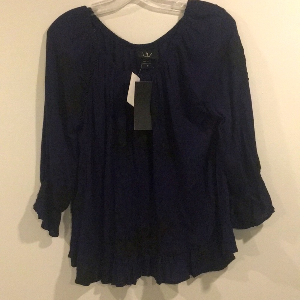 LIV LOS ANGELES Tunic Flower Embroided Blouse